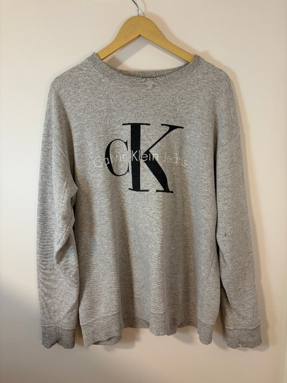 90s Vintage Calvin Klein Jeans Men’s CK Logo Grey Crewneck Sweatshirt Size M